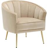Tania Accent Chair in Champagne Velvet & Gold Metal